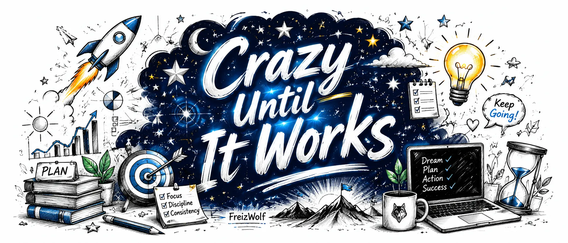 Crazy Until It Works Illustration