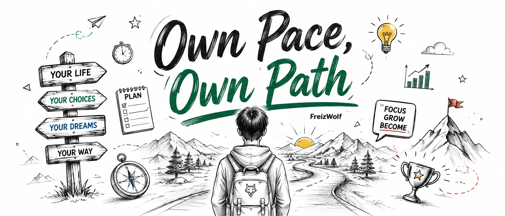 A person walking their own path instead of following the crowd