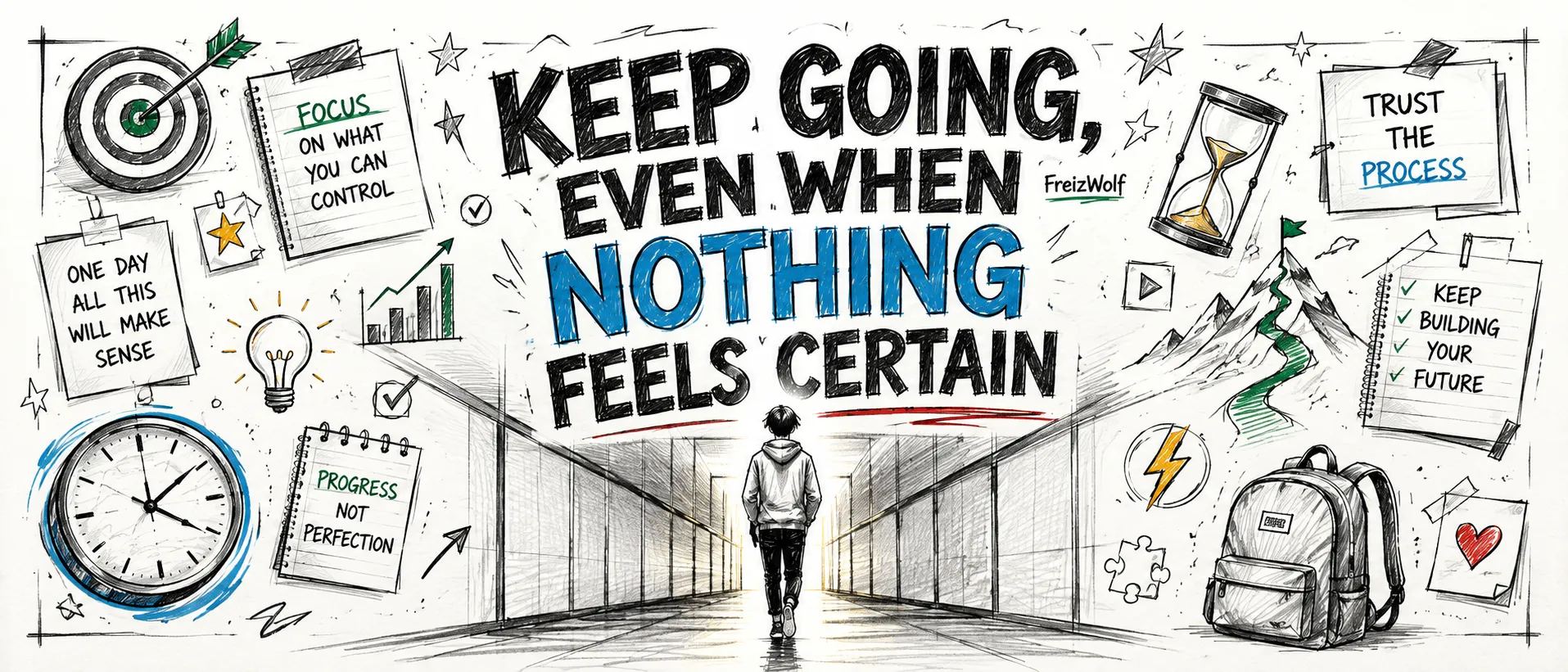 A person standing alone while facing an uncertain path
