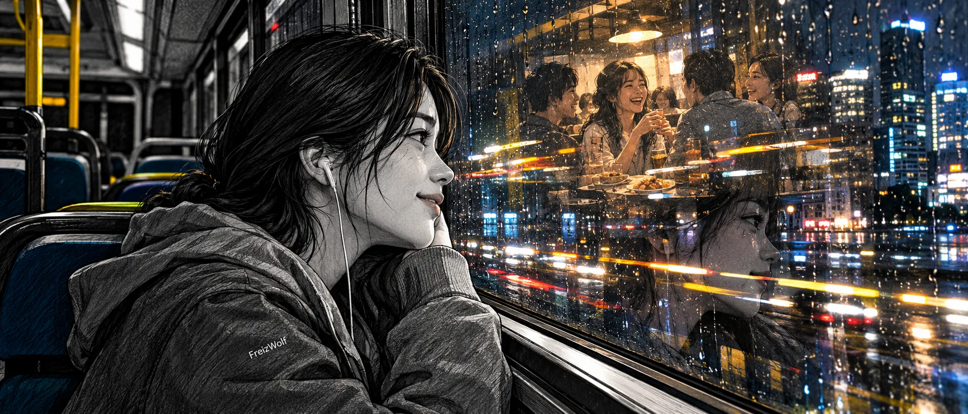 A quiet moment of imagining a happier future while alone